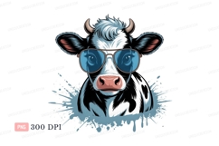 Cool cow wearing sunglasses blue black Product Image 1