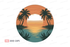 Tropical sunset ocean palm trees image Product Image 1