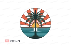 Palm tree ocean sunset sun rays image Product Image 1