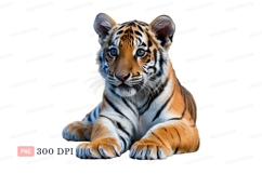 Young tiger cub resting animal feline Product Image 1