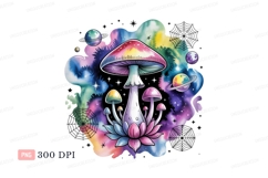 Psychedelic mushrooms planets spiderwebs galaxy space Product Image 1