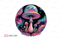 Psychedelic mushrooms under moonlit sky stars Product Image 1