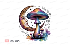 Psychedelic moon face mushroom colorful Product Image 1