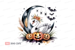 Swan pumpkins bats moon halloween Product Image 1