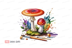 Red mushroom art supplies white orange Product Image 1