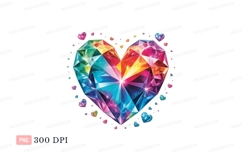 Radiant faceted heart gemstone with surrounding hearts Product Image 1