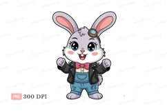 Cartoon rabbit wearing leather jacket and goggles animal Product Image 1