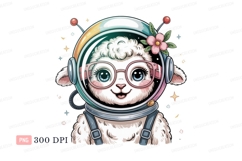 Cute sheep astronaut with pink glasses space helmet Product Image 1