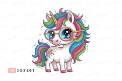 Cute unicorn wearing glasses with rainbow mane image Product Image 1