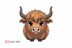 Fluffy brown yak with big eyes horns Product Image 1