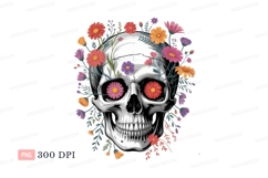 Skull flowers wreath floral colorful Product Image 1