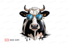 Cow wearing sunglasses with mountain reflection mountains Product Image 1