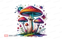 Vibrant psychedelic mushrooms with colorful splashes Product Image 1