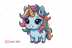Blue unicorn with rainbow mane horn Product Image 1