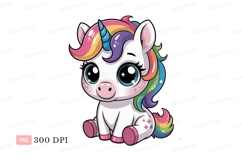Cute cartoon unicorn with rainbow mane image Product Image 1