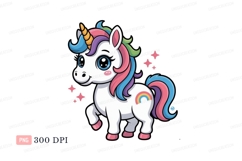 Cute unicorn with rainbow mane and tail fantasy magical Product Image 1
