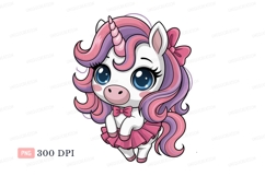 Cute unicorn with pink purple mane blue Product Image 1
