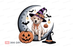 Adorable puppy witch on moon image Product Image 1