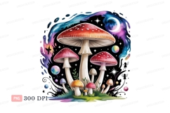Whimsical mushrooms cosmic night fantasy Product Image 1