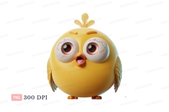 Yellow chick surprised expression eyes open Product Image 1