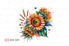 Colorful sunflowers wheat floral arrangement image Product Image 1