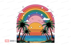 Tropical sunset rainbow beach scene ocean Product Image 1