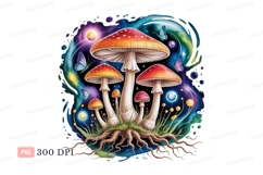 Psychedelic mushrooms butterflies cosmic glow image Product Image 1