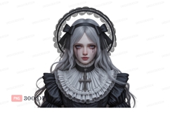 Pale gothic doll with black tears white Product Image 1
