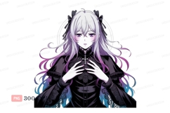 Gothic anime girl black dress cross image Product Image 1