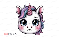 Sad unicorn face with pastel mane image Product Image 1