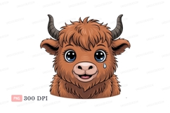 Fluffy brown bull with blue eyes image Product Image 1
