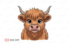 Fluffy brown cow with blue eyes calf bull Product Image 1