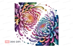 Colorful chrysanthemum flowers with black background Product Image 1