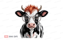 Cow wearing glasses and red hair black Product Image 1