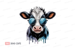 Cool cow wearing sunglasses animal blue Product Image 1