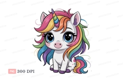 Cute unicorn with rainbow mane tail horn Product Image 1