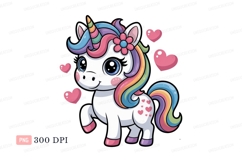 Cute unicorn with rainbow mane and hearts tail Product Image 1