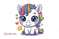 Cute unicorn with rainbow mane and horn image Product Image 1