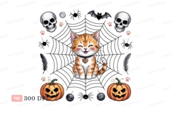 Orange tabby kitten Halloween clipart pumpkin Product Image 1