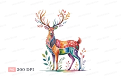 Colorful deer with floral antlers animal rainbow Product Image 1