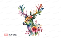 Colorful deer adorned with flowers and leaves animal Product Image 1