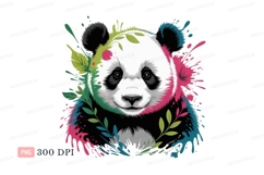 Colorful panda with foliage bear animal Product Image 1