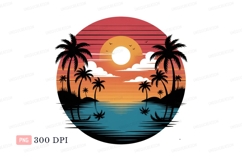Sunset Palms Ocean Reflection tropical Product Image 1
