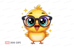 Adorable yellow chick wearing glasses cute stars Product Image 1