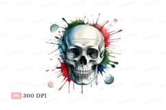 Skull watercolor splashes bone white Product Image 1