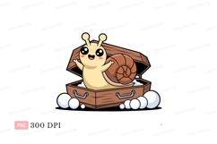 Cute snail in wooden chest cartoon Product Image 1