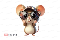 Cute mouse wearing sunglasses and cap animal cartoon Product Image 1