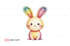 Cute bunny with rainbow ears rabbit cartoon Product Image 1