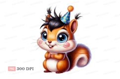 Cute squirrel wearing party hat animal cartoon Product Image 1