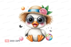 Cute duckling wearing straw hat and sunglasses image Product Image 1